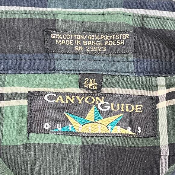 Canyon Guide Plaid Button Down Shirt Mens 2XL Green Blue Woven Workwear - Picture 3 of 8